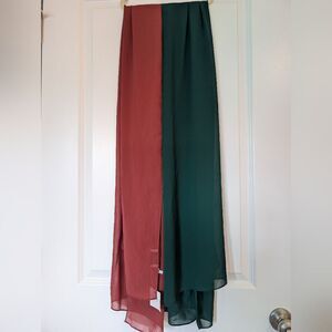 Tahira & Co Set Of 2 Premium Chiffon Hijabs Jewel Tone Red Green Modest Scarves